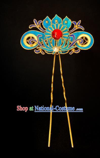 China Handmade Qing Dynasty Court Lady Hairpin Traditional Hair Accessories Lotus Hair Stick