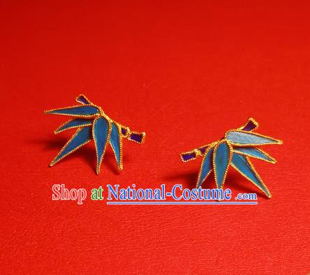 Chinese Traditional Cheongsam Earrings Jewelry National Bamboo Leaf Ear Accessories