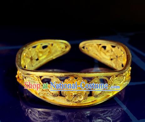 Handmade Chinese Silver Bracelet Accessories Traditional Wedding Golden Bangle Jewelry