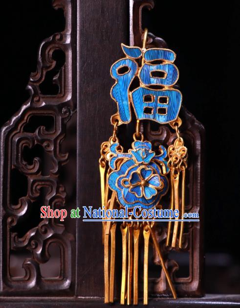 Chinese Classical Cloisonne Earrings Jewelry Ancient Qing Dynasty Court Woman Ear Accessories