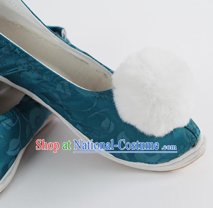 Handmade Chinese Traditional Blue Silk Shoes Hanfu Shoes Ancient Song Dynasty Princess Shoes