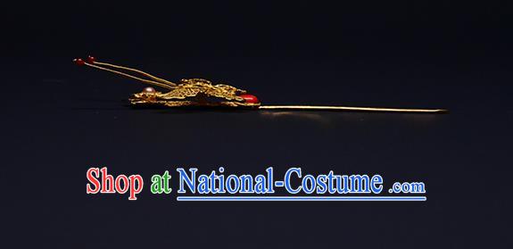 China Traditional Hair Jewelry Ming Dynasty Filigree Butterfly Hairpin Ancient Empress Golden Hair Stick