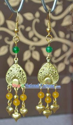 Chinese Tang Dynasty Princess Gaoyang Ear Accessories Ancient Palace Lady Golden Earrings