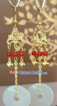 Chinese Tang Dynasty Court Beauty Ear Accessories Ancient Imperial Consort Xiao Jade Earrings