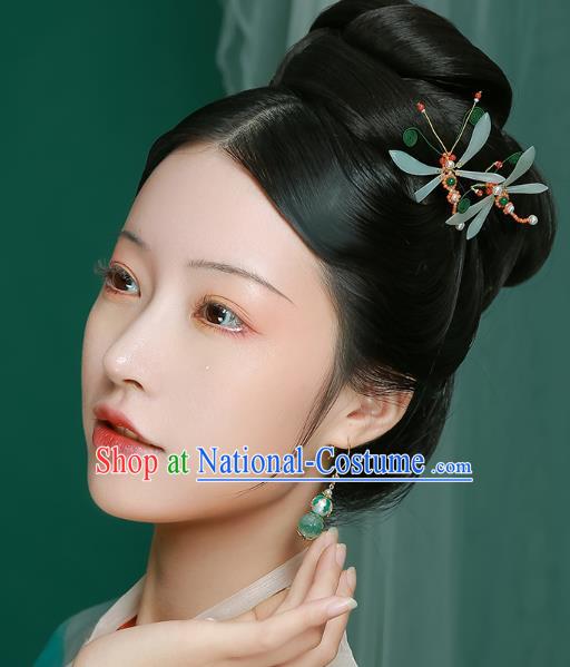 Chinese Qing Dynasty Palace Lady Jadeite Ear Accessories Ancient Empress Pearls Gourd Earrings