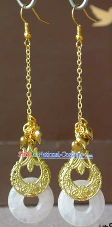 Chinese Tang Dynasty Palace Lady Ear Accessories Ancient Princess Helan Minyue Quartz Earrings