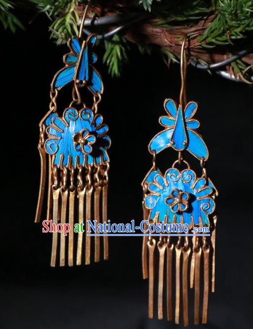 Chinese Ancient Manchu Queen Ear Accessories Classical Qing Dynasty Court Woman Earrings Jewelry