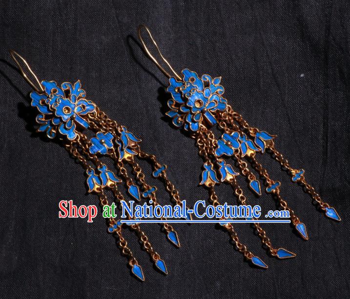 Chinese Classical Court Jewelry Qing Dynasty Palace Lady Earrings Ancient Empress Ear Accessories