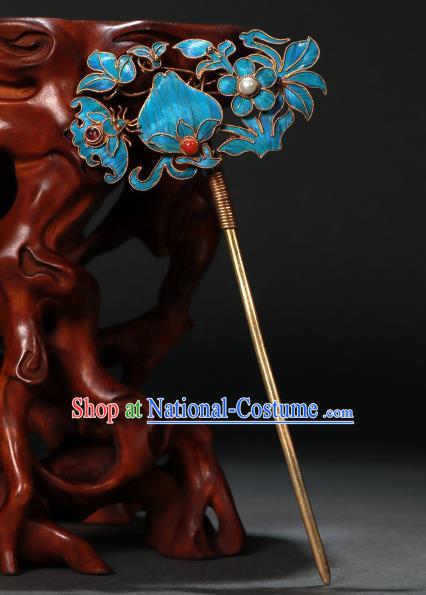 China Ancient Qing Dynasty Hairpin Empress Cloisonne Hair Stick Handmade Hair Accessories