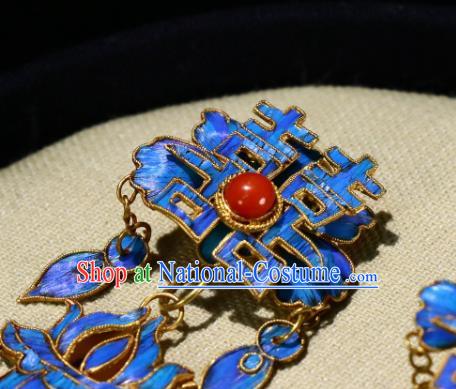 Chinese Qing Dynasty Wedding Ear Accessories Classical Jewelry Ancient Empress Cloisonne Earrings