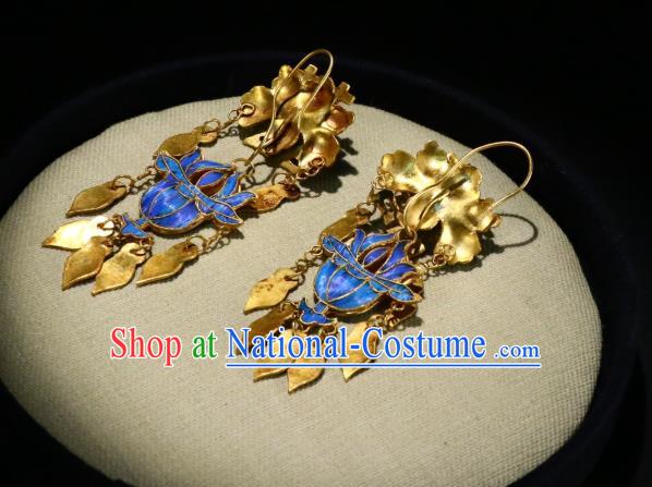 Chinese Qing Dynasty Wedding Ear Accessories Classical Jewelry Ancient Empress Cloisonne Earrings