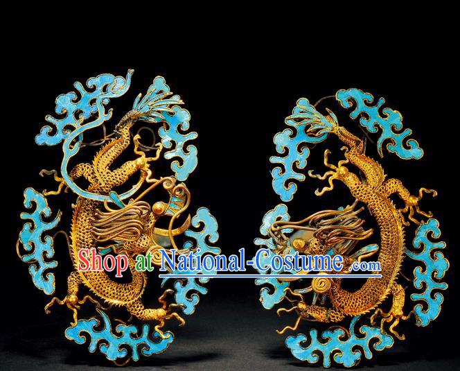 China Ancient Ming Dynasty Empress Dragon Hair Stick Traditional Handmade Hairpin Hair Accessories