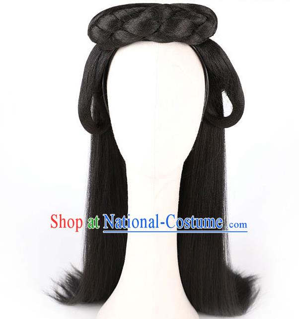 Handmade Chinese Ancient Young Beauty Wig Sheath Headwear Traditional Ming Dynasty Princess Wigs Chignon