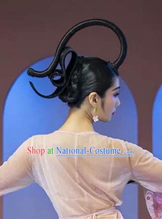 Chinese Classical Dance Wigs Chignon Ancient Flying Apsaras Dance Headdress