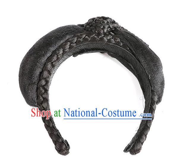 Handmade Chinese Ancient Princess Wig Sheath Headwear Traditional Ming Dynasty Young Lady Wigs Chignon Hair Clasp