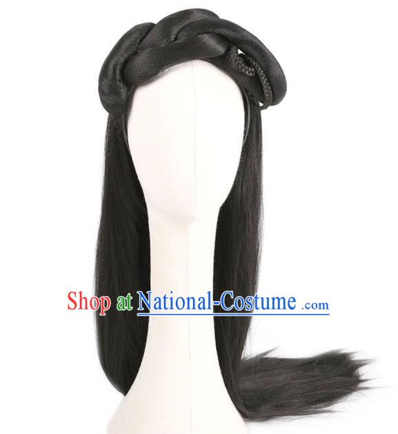 Handmade Chinese Ancient Palace Lady Wig Sheath Headwear Traditional Ming Dynasty Princess Wigs Chignon Headbang