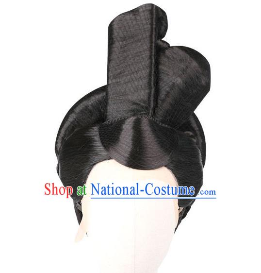 Handmade Chinese Ancient Imperial Consort Wig Sheath Traditional Warring States Period Court Beauty Wigs Chignon Headwear