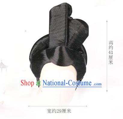 Handmade Chinese Ancient Imperial Consort Wig Sheath Traditional Warring States Period Court Beauty Wigs Chignon Headwear