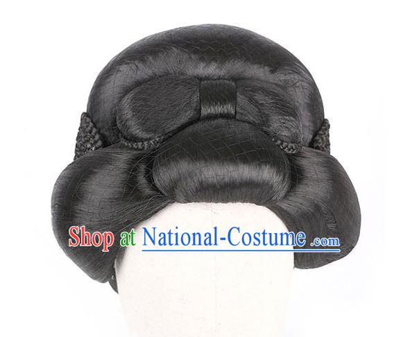 Handmade Chinese Ancient Royal Queen Wig Sheath Traditional Tang Dynasty Empress Wu Zetian Wigs Chignon Headdress