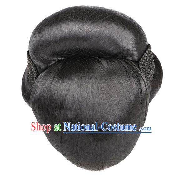 Handmade Chinese Ancient Royal Queen Wig Sheath Traditional Tang Dynasty Empress Wu Zetian Wigs Chignon Headdress