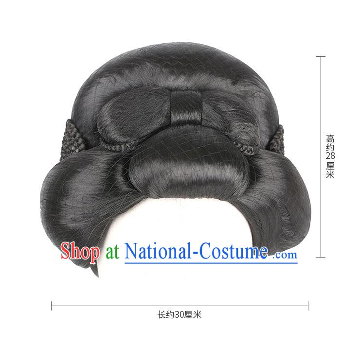 Handmade Chinese Ancient Royal Queen Wig Sheath Traditional Tang Dynasty Empress Wu Zetian Wigs Chignon Headdress