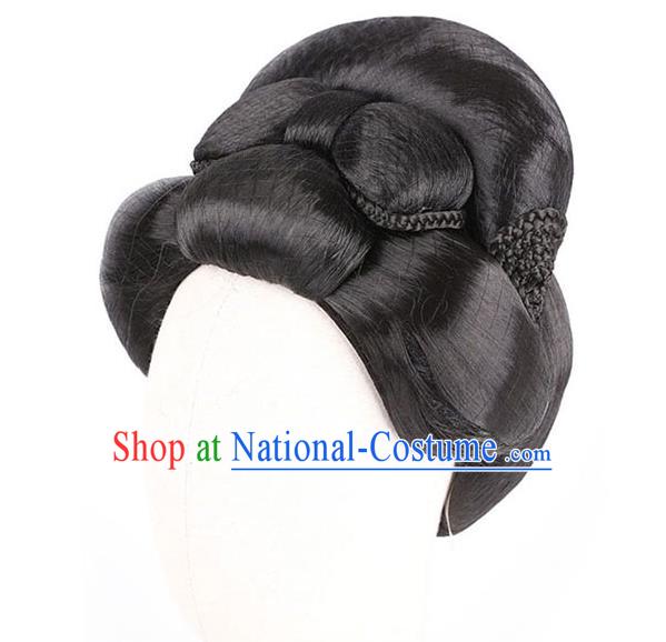 Handmade Chinese Ancient Royal Queen Wig Sheath Traditional Tang Dynasty Empress Wu Zetian Wigs Chignon Headdress