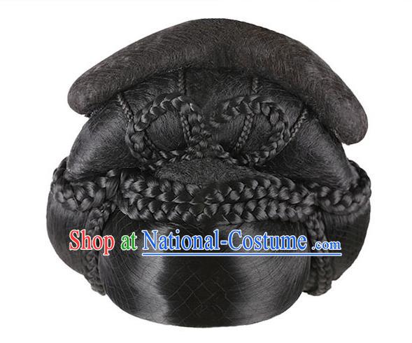 Handmade Chinese Ancient Consort Yang Wig Sheath Traditional Tang Dynasty Court Beauty Wigs Chignon Headpiece