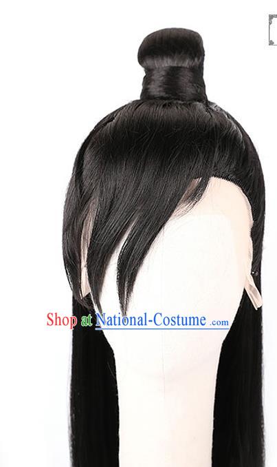 China Ancient Swordsman Wei Wuxian Wigs Traditional Tang Dynasty Prince Wig Sheath for Men