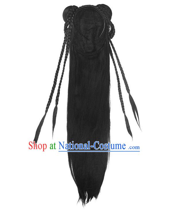 Handmade Chinese Ancient Young Lady Wig Sheath Traditional Song Dynasty Female Wigs Chignon