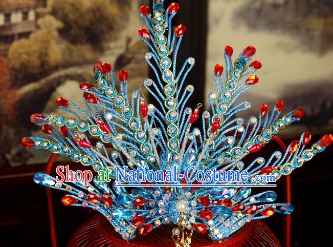 China Traditional Beijing Opera Hair Crown Ancient Queen Hair Jewelry Tassel Phoenix Hairpin