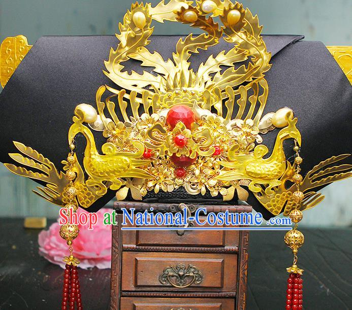 China Traditional Qing Dynasty Manchu Queen Hat Ancient Imperial Empress Great Wing Headwear