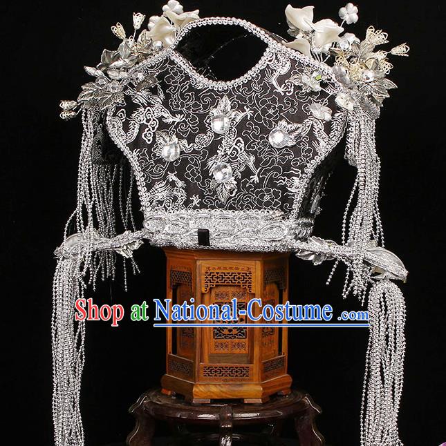 China Traditional Warring States Period Queen Hair Accessories Ancient Empress White Phoenix Coronet Headwear