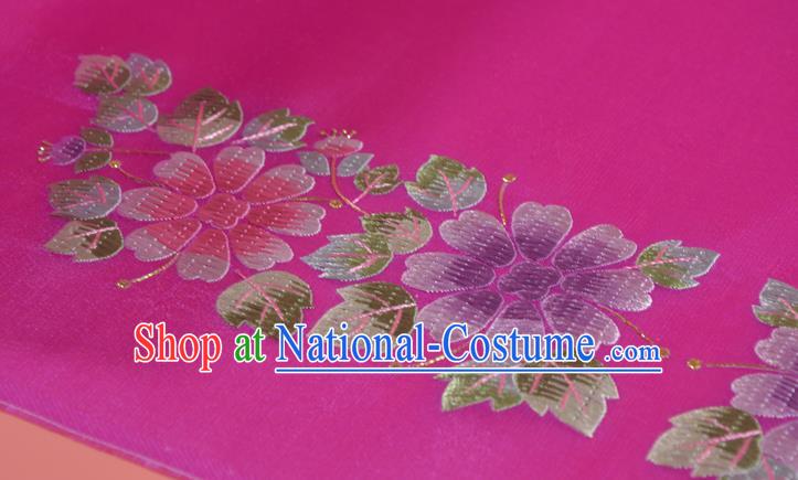 Chinese Handmade Embroidered Chrysanthemum Silk Traditional Hanfu Rosy Silk Fabric