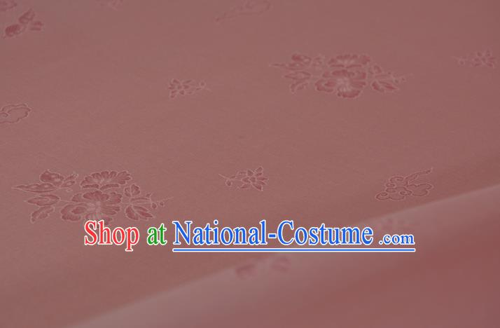 Chinese Jacquard Peony Pink Silk Material Traditional Hanfu Silk Fabric