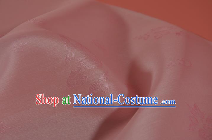 Chinese Jacquard Peony Pink Silk Material Traditional Hanfu Silk Fabric