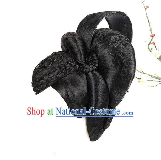 Chinese Ancient Court Queen Wig Sheath Traditional Tang Dynasty Empress Wu Zetian Wigs Chignon