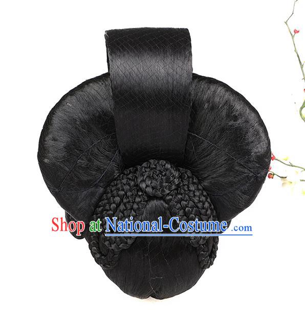 Chinese Ancient Court Queen Wig Sheath Traditional Tang Dynasty Empress Wu Zetian Wigs Chignon