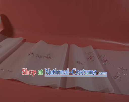 Chinese Traditional Hanfu Dress Embroidered Light Pink Silk Fabric Classical Butterfly Pattern Silk Material