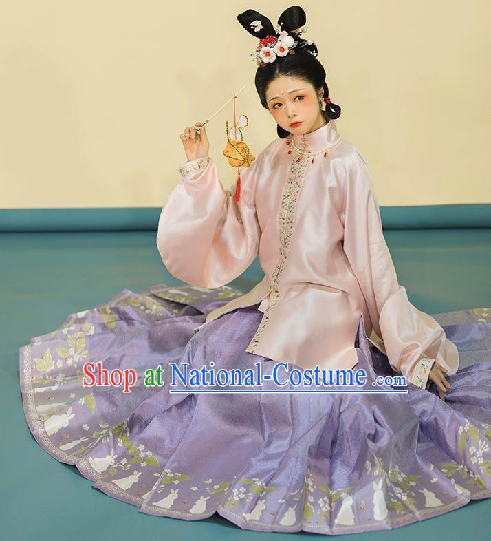 China Traditional Ming Dynasty Hanfu Dress Clothing Ancient Young Beauty Historical Costume