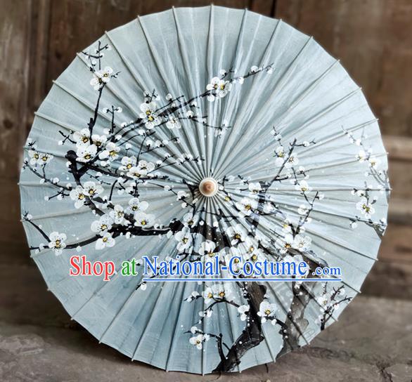 Traditional China Painting Plum Blossom Oil Umbrella Blue Bumbershoot Paper Umbrella Handmade Umbrellas