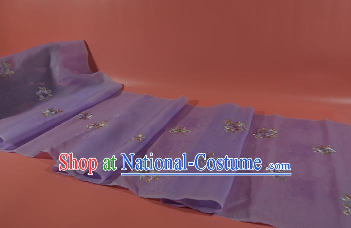 Traditional Korean Hanbok Dress Lilac Silk Fabric Handmade Embroidered Camellia Silk Cloth