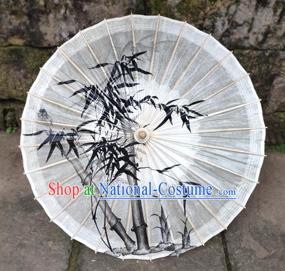 Traditional China White Oil Paper Umbrella Handmade Umbrellas Artware Ink Painting Bamboo Umbrella