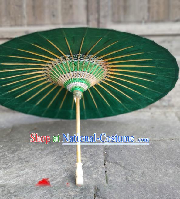 Traditional China Green Oil Paper Umbrella Handmade Umbrellas Artware Dance Umbrella Bumbershoot