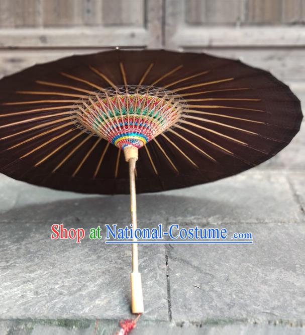 Traditional China Handmade Umbrellas Artware Bumbershoot Brown Oil Paper Umbrella Stage Show Umbrella