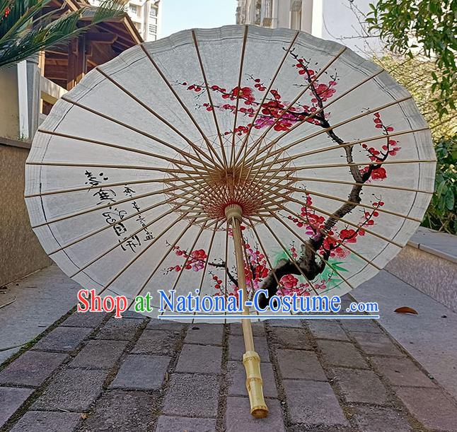 Traditional China Classical Dance Umbrellas Artware Hand Painting Plum Blossom Oil Paper Umbrella Stage Show Umbrella