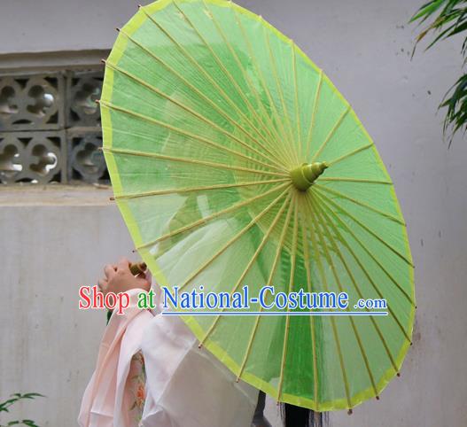 Chinese Classical Dance Umbrella Parasol Traditional Hanfu Green Silk Umbrella