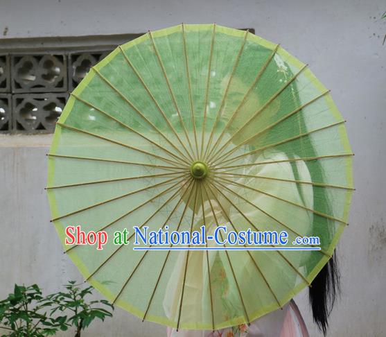 Chinese Classical Dance Umbrella Parasol Traditional Hanfu Green Silk Umbrella