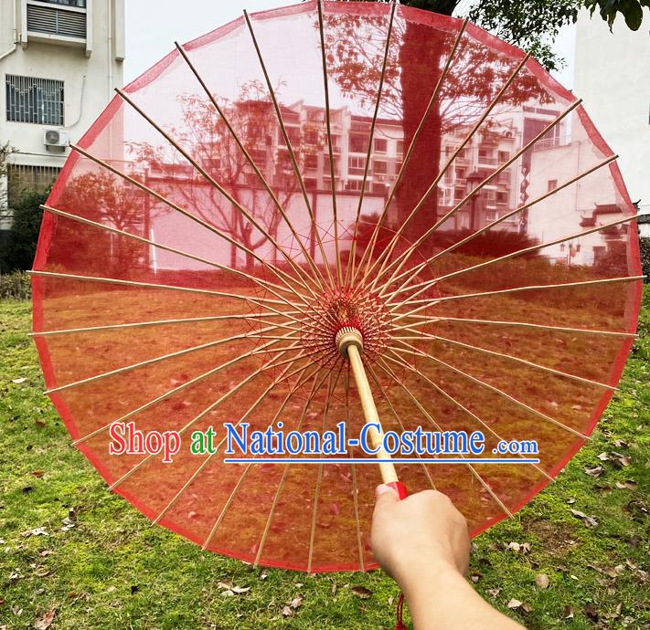 Chinese Wedding Parasol Traditional Hanfu Red Silk Umbrella Classical Dance Umbrella