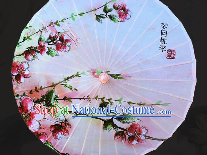 Chinese Classical Painting Peach Blossom Umbrella Traditional Hanfu Silk Umbrella Dance Umbrellas