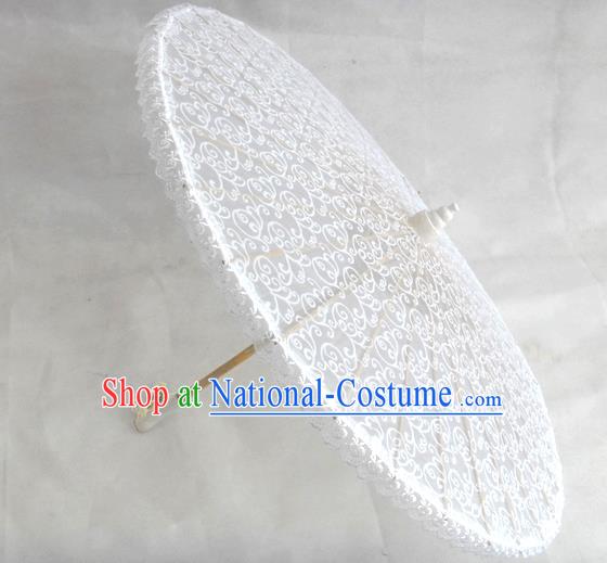 Chinese Wedding Umbrella Classical Dance Umbrella White Lace Umbrellas Traditional Hanfu Umbrella